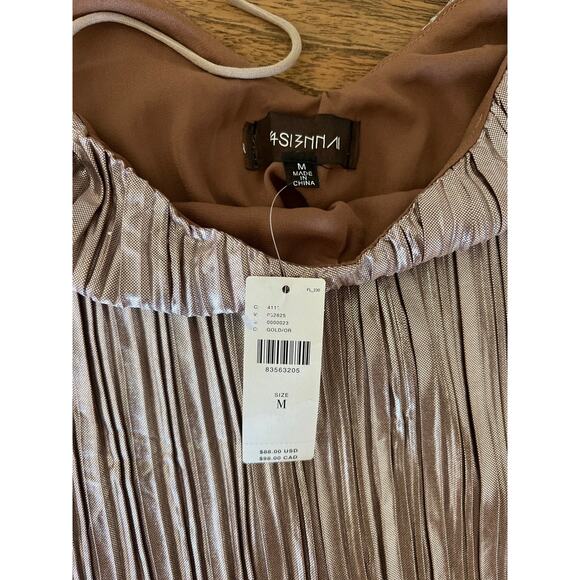 4SI3NNA (Anthropologie) metallic pleated cami - M - Picture 2 of 4
